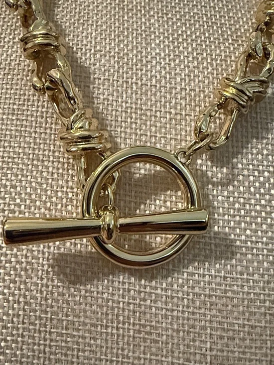 Chunky Goldtone Toggle Chain Link Necklace - Picture 6 of 7